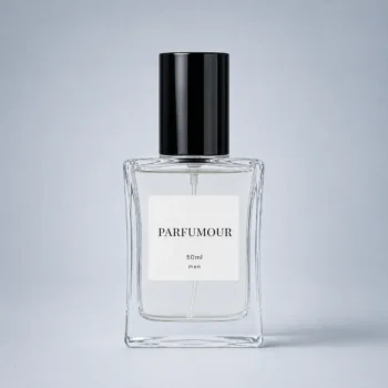 Parfumour Men's Perfume - 50ml Bottle Parfumour men's perfume in a 50ml clear glass bottle with a black cap on a soft blue background